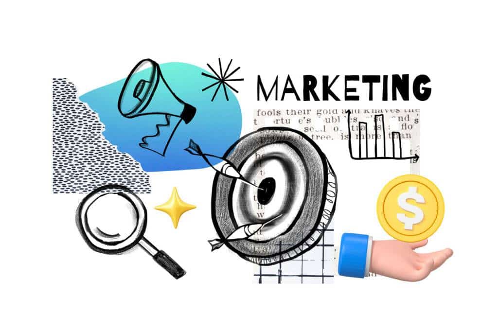 Icone rappresentative del marketing settoriale Cagliari: hotel, stetoscopio, casa.