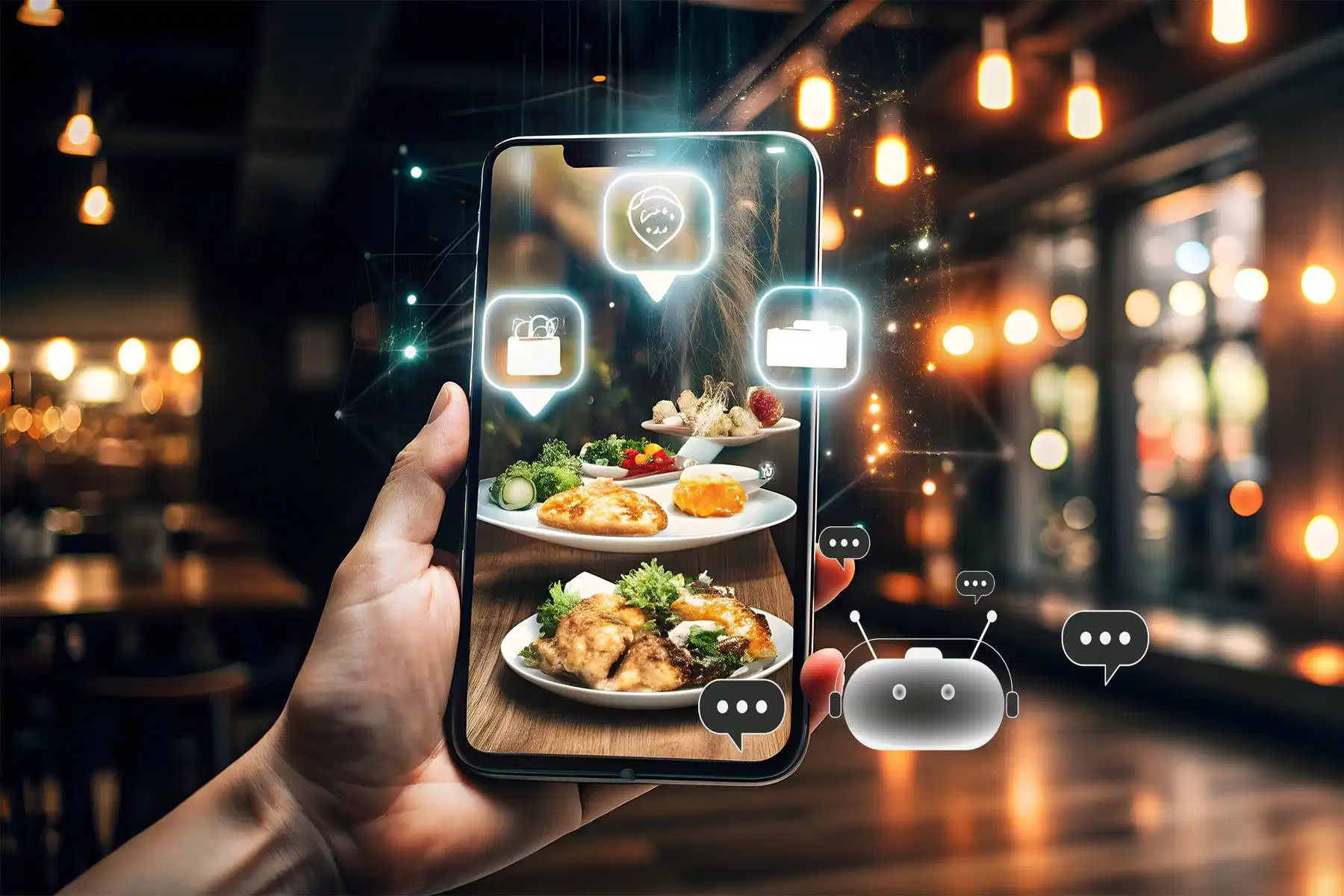 Un ristoratore di Cagliari controlla le prenotazioni gestite da un chatbot per ristoranti sul suo tablet.