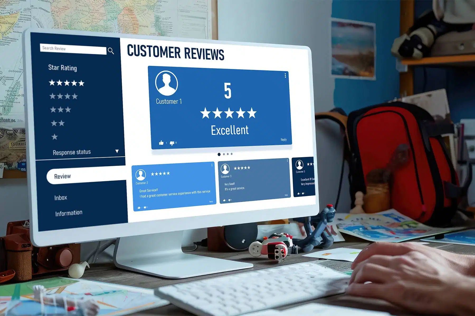 Una dashboard che mostra un software per la gestione delle recensioni.